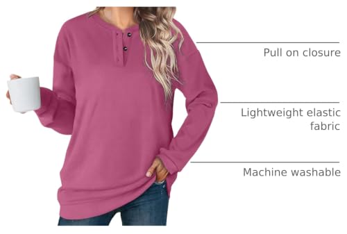 Image of OFEEFAN Womens Casual Sweatshirts Henley Button Up Long Sleeve Tunic Tops