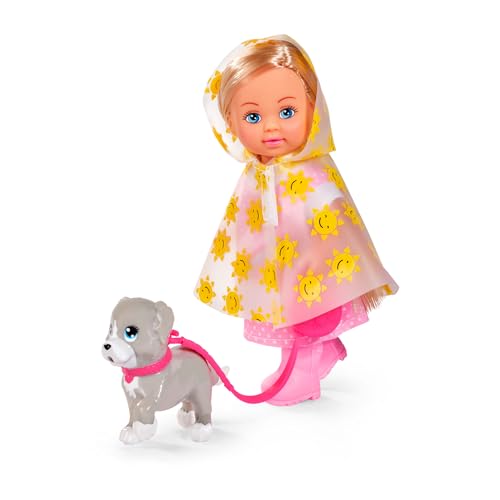 Simba- Evi Paseo Bajo la Lluvia- con Impermeable y Botas de Agua, con un Perro y Correa, de 12cm de Altura. A Partir de 3 años. (105733592)