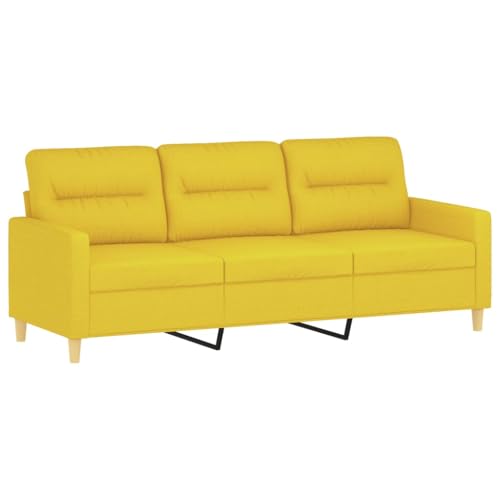 Sofá de 3 plazas con cojines tela amarillo claro mobiliario sofás 180 cm 5