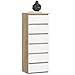 Produktbild Kommode mit 6 Schubladen Kommode Schlafzimmer Flur Wohnzimmer Organizer Kommode mit Schubladen 40 cm breit 109 cm hoch | sonoma weiß Holz Highboard Sideboard Mehrzweckschrank Schrank schmal