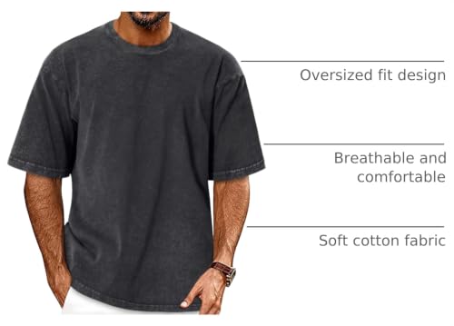 Image of Oversized Tshirts for Men Short Sleeve Vintage Washed Basic Loose Tees 2026