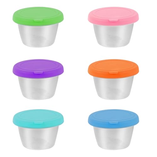 Homoyoyo Set 4 Contenitori per Condimenti in Acciaio Inox Coperchio, 70 Ml, Tazze per Salse da Cucina, per Feste, Campeggio e Pranzi al Sacco Colore Casuale Stile Casuale