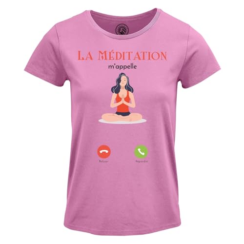 T-shirt femme méditation col rond vêtement zen maison yoga taille unique