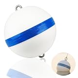 MXOYOXM Boat Mooring Buoy,12 in Anchor Buoy for Boat,White Buoy Float Ball Boat Buoy with Blue Reflective Stripes for Mooring Boats
