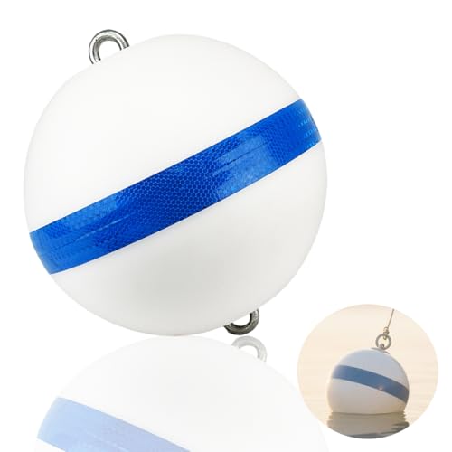 MXOYOXM Boat Mooring Buoy 12 in Anchor Buoy for Boat White Buoy Float Ball Boat Buoy with Blue Reflective Stripes for Mooring Boats
