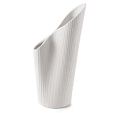 Ceramic Vase for Home Decor, 11 Inch Vase for Flowers, Modern Ribbed Vase for Decor Centerpieces Ent