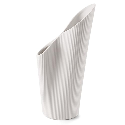 Ceramic Vase For Home Decor, 11 Inch Vase For Flowers, Modern Ribbed Vase For Decor Centerpieces Entryway Shelf Living Room Table Decor #TOP7
