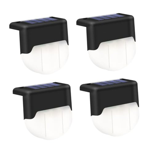 SAFIGLE 4Pcs Solar LED Stair Lights Outdoor Pathway Lighting Tool for Garden Deck Fence with Weatherproof Design