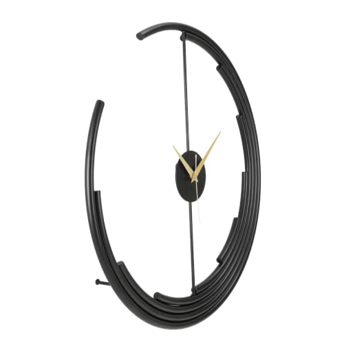 Image of Wakefit Metal Round Analog Wall Clock 24 Inch Modern Abstract Silent Movement Decorative Wall Clock for Living Room Bedroom Study Office Home Premium Gift | Black (Orbitt)
