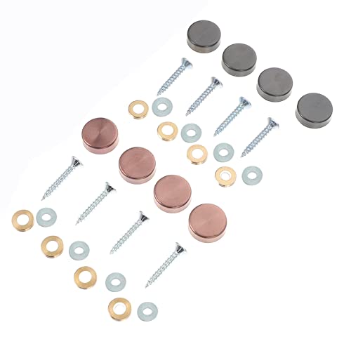 Tornillos únicos plateados con tapas decorativas de acero inoxidable para espejos miniatura 1