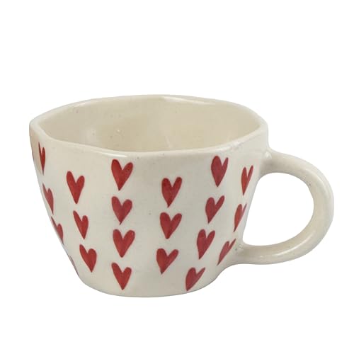 Image of Ceramic Coffee Mug with Red Hearts Pattern, White (Standard, 1, Count)