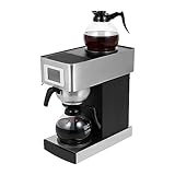 Restlrious Commercial Coffee Maker 12-Cup Drip Coffee Machine, Automatic Pour Over Coffee Brewer with 2 Warmer Pad and Dual Glass Decanters-Each 1.8L Capacity, Stainless Steel Cafetera Silver