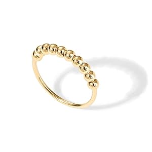 PAVOI 14K Gold Plated Spinner Anxiety Rings for Women Men – Anxiety Bands with Beads – Moon Star, Beads Ring for Women