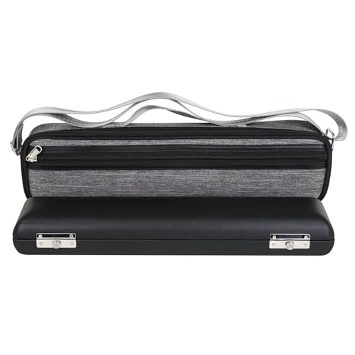 SNRTKA Flute Case Flute Case Portable 16 17 Holes Flute Oxford Storage Bag with Leather Case Professional Woodwind Instrument Parts Accessory for Flute(Light Grey)