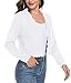 GRECERELLE Women's Long Sleeve Lightweight Open Front Cropped Cardigan Knit Sweaters Bolero Shrugs, White, S