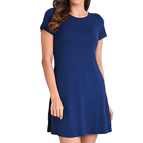 Image of Miss Lavish London Women's Relaxed Fit T Shirt Dress with Pockets Short Sleeve Summer Vacation Dresses