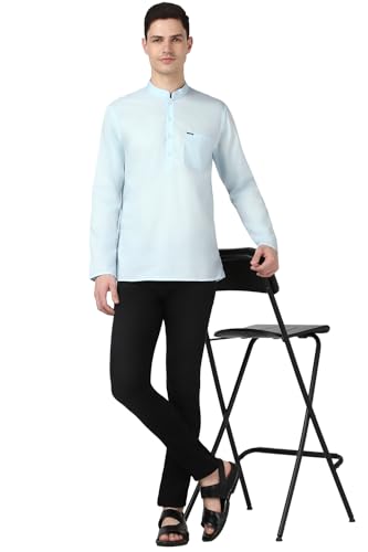 Image of Peter England Men Cotton Regular Fit Everyday Festive Solid Short Kurta