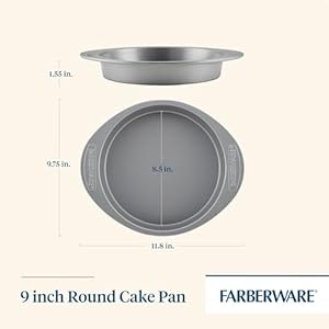 Farberware Nonstick Bakeware Baking Pan / Nonstick Cake Pan, Round - 9 Inch, Gray, 1 Count (Pack of 1) Farberware Nonstick Bakeware Baking Pan Nonstick Cake Pan Round 9 Inch Gray 1 Count Pack of 1
