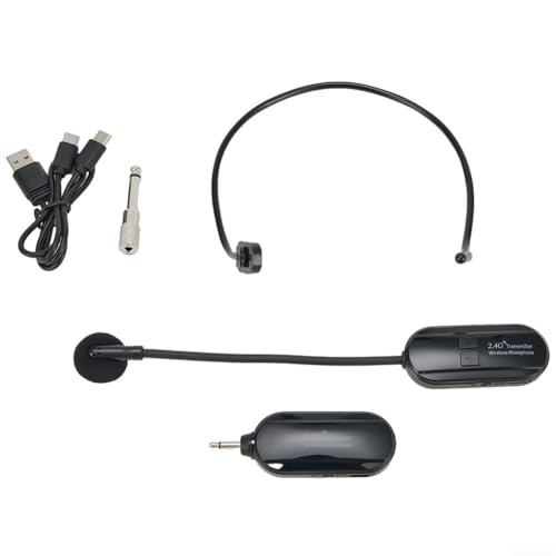 Micrófono inalámbrico de 2,4 G con rango de 50 m, micrófono condensador cardioide para enseñanza de voz, yoga, habla, duración de la batería de 6 a 8 horas, conector de 3,5 mm