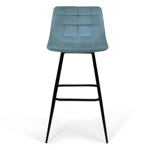 Lot de 4 tabourets de bar MADY en velours mix color pastel - vue 5