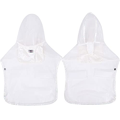 Edoxus Hunderegenmantel Haustier Verstellbar Regenjacke mit Kapuze Transparent Wasserdicht Hundejacke Eva Poncho für Kleine Mittlere Hunde, M