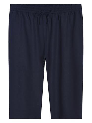 Weintee Women's Plus Size Petite Linen Capris with Pockets