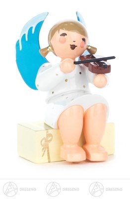 Ange avec le violon en bois de 5.5 cm statuette Noël traditionnelle