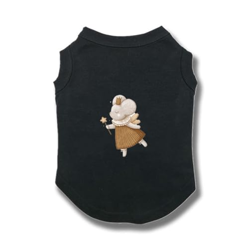 ZSDGBZ 犬服 Tシャツ 黒 春夏 小型犬 ペット服 袖なし タンクトップ 超小型犬 子犬 かわいい ドッグウェア 通気性メッシュ 可愛い おしゃれ 犬用コスチューム 柔らかい L 洋服 涼やか お出掛け用