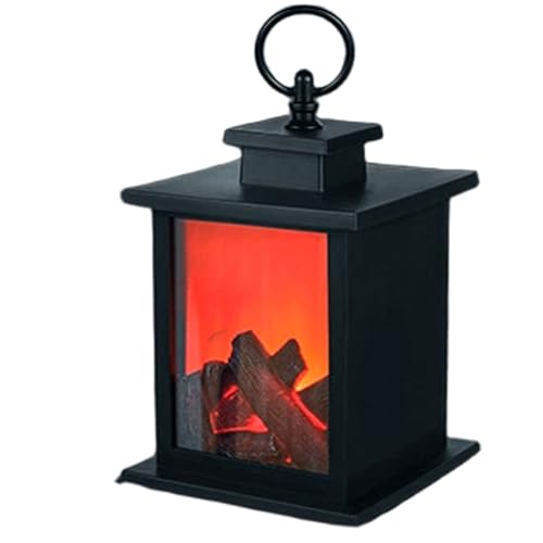 Petite cheminée électrique Effet de Flamme réaliste Lanterne de cheminée LED Calendrier alimenté par Batterie Petite pour la décoration Table à la Maison Surround