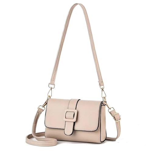 Bolsa Feminina de Couro Macio - Alças duplas ajustáveis (Ombro/Crossbody), Multiuso para Dia a Dia, Festas e Viagense Couro Macio (khaki)
