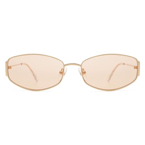 Retro Oval Sunglasses For Women Men Hexagonal Rectangle Metal Frame Sun Glasses AP3625