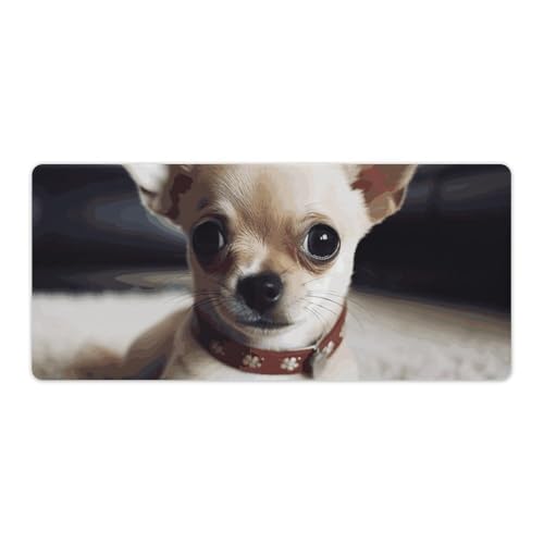 Tapis de souris de jeu LED grand format imperméable et antidérapant motif chihuahua
