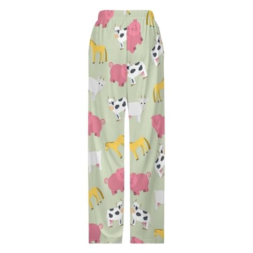 Vaches chevaux cochons bas de pyjama femme long en taille S
