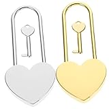 ORFOFE 2 Piezas candado de amor corazón cerradura de maleta candado de la vendimia candado de boda jewelry box jewellery box bloqueo del corazon mini cerradura con llave Aleación de zinc