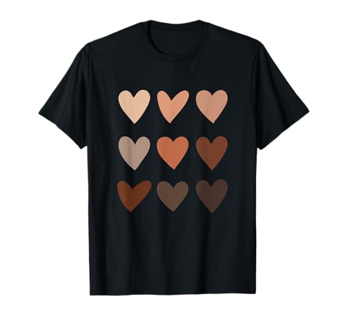 Melanin Skin Tone Hearts, Be Kind, Black History Month T-Shirt