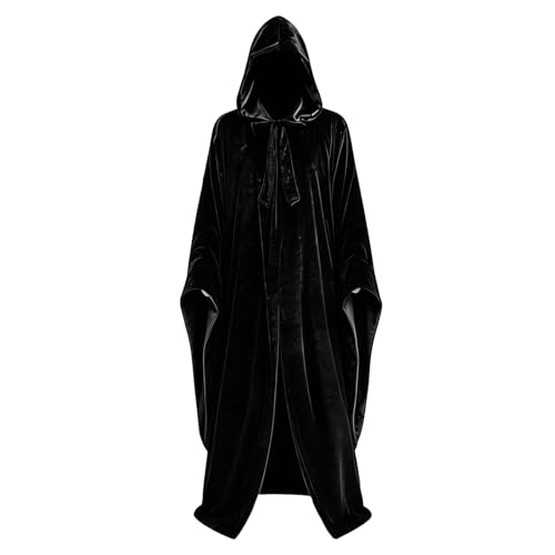Poncho Halloween Squelette unisexe et cape noire à capuche pour déguisement mexicain