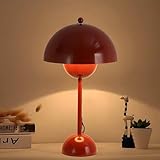 COSYLUX Modern Small Table Lamp for Bedroom, Cute Dome Shade Reflecting Light Reading Lamp for Living Room, Kid's Room, Study, Office, Beside Bedside Nightstand Desk Lamp(Dark Red/Burgundy)