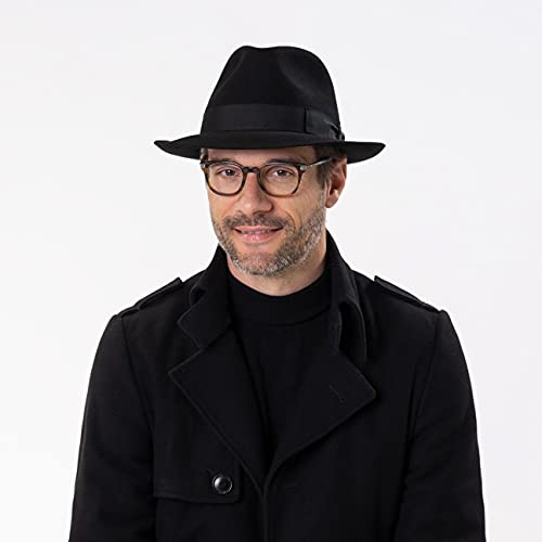 Borsalino Classic Fur Felt Fedora (57) Dark Blue #TOP2