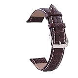 Generico NASUNJIA Cinturino For Orologio In Vera Pelle Retrò Da 12 Mm, 13, 14, 15, 16, 17, 18, 19, 20, 21, 22, 24, Nero, Marrone, Coccodrillo, Bracciale Polso(Coffee white line,19mm)