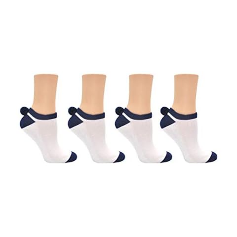 Sock House Co. Pom Pom Socks (4 Pair) - Team Spirit Athletic Socks - Fits Ladies Shoe Size: 4-10, Navy, Shoe Size: 2-8 UK Cover