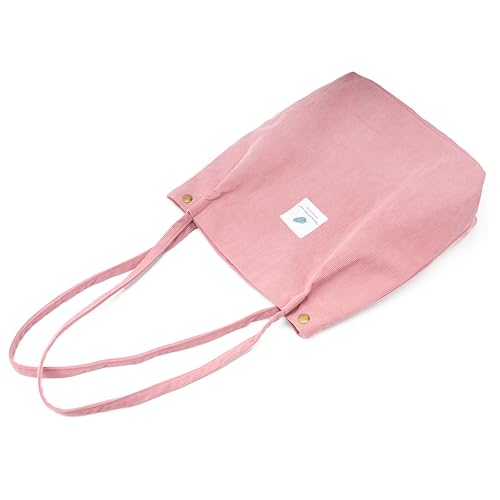 Image of TOPASION Cute Corduroy Tote Bag Canvas Shoulder Handbags for Women Travel Shopping