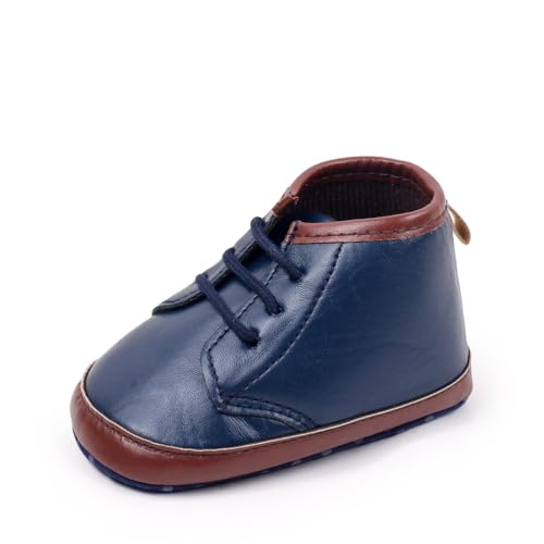 Unisex Baby Boys Oxford Soft Sole High Top Ankle PU Sneakers, Sport Newborn Infant First Walkers Shoes4