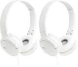 JVC HA-S33UC-W – Cuffie on-ear USB-C pieghevoli con padiglioni morbidi, slide switch, telecomando 3 tasti, chiamate nitide e cavo anti-groviglio; ideali per lavoro – Bianco (Confezione da 2)