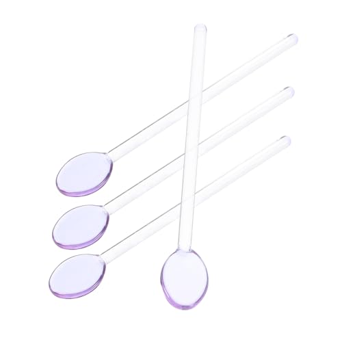 MUCKLILY 4pcs Glass Stirring Spoons Versatile Mixing Spoons for Coffee Cocktails and Desserts for Home Bar and Cafe Use