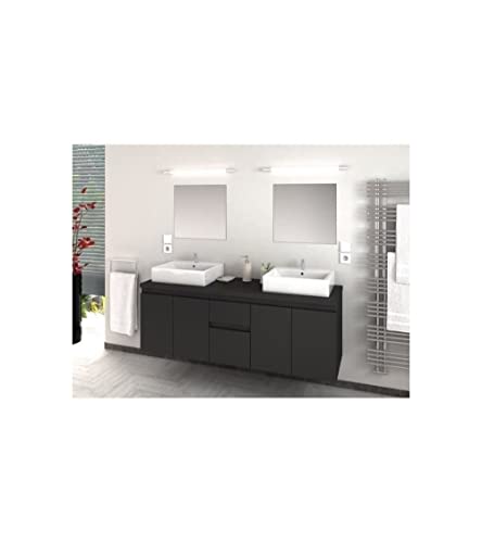 CINA Ensemble Salle de Bain Double Vasque L 150 cm - Gris laqué Mat