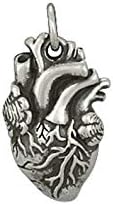 Anatomical Heart Charm Sterling Silver 20x10mm with soldered Jump Ring - 1pc (4310)/1