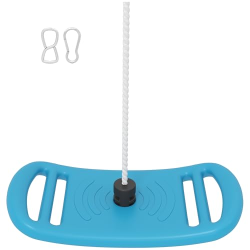 AIYAPLAY Balançoire Enfant extérieur et intérieur, siège balançoire intérieur avec Corde réglable, Mousqueton, Charge Max. 70 kg, pour Enfants de 6 à 10 Ans, Bleu