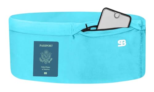 StashBandz Unisex Travel Money Belt, Running Belt, Fanny and Waist Pack, 4 Large Security Pockets -1 Zipper Pocket, Fits All Size Phones Passport and More