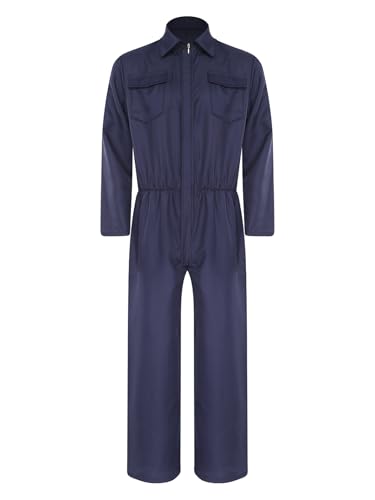 Miutii Mono de trabajo mecánico para hombre, mono de trabajo Blaumann, azul marino, S