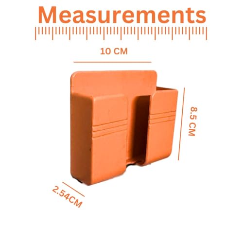 Image of WALLVIEW TECH Pack of 5 Wall Mounted Mobile Holder Storage Case for Remote Wall Mounted Mobile Stand /Multi Purpose Stand with Hole for Phone Charging-(Orange)